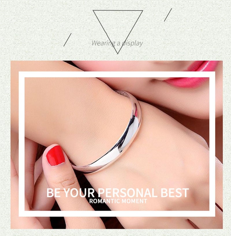 XINSHUN Jewelry 1PC 925 Silver fashion smooth cuff bangle bracelet style1# - Image 5